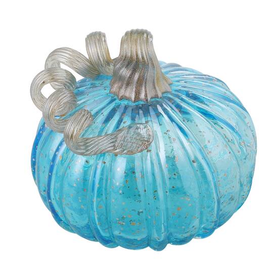 Glitzhome® Small Glass Pumpkin, Blue